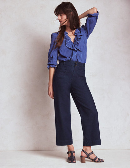 Primel Jeans mit aufgesetzter Tasche-Indigoblau Flechtoptik-2