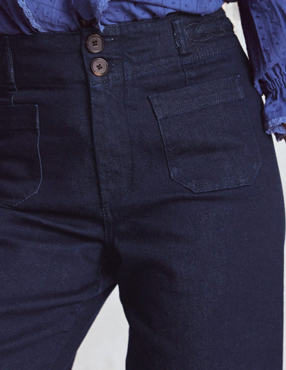 Primel Jeans mit aufgesetzter Tasche-Indigoblau Flechtoptik-6