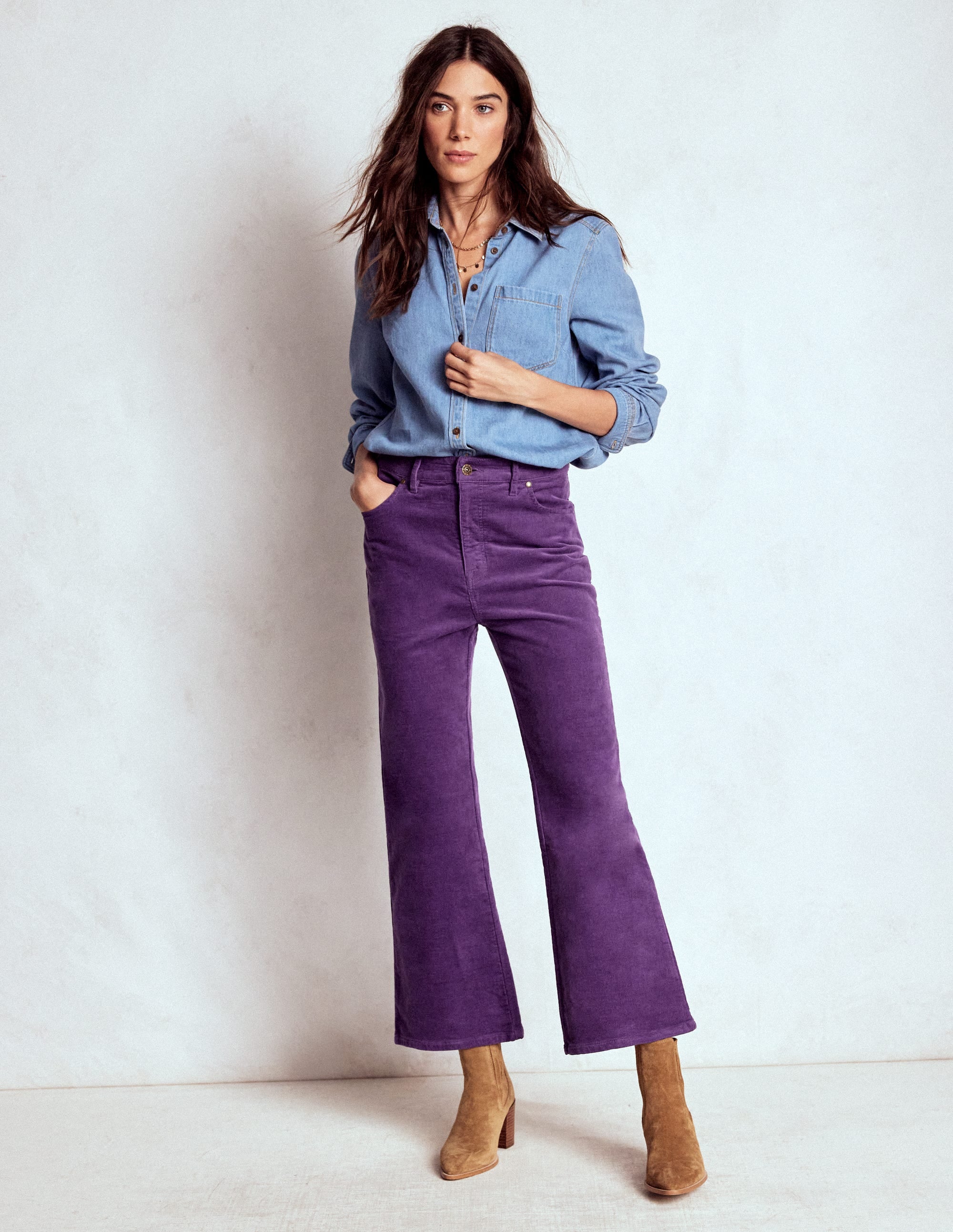 Ausgestellte Cord-Jeans im Five-Pocket-Design-Mystisches Violett - Image 1