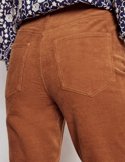 High-Waisted Cord Slim Jeans-Ginger
