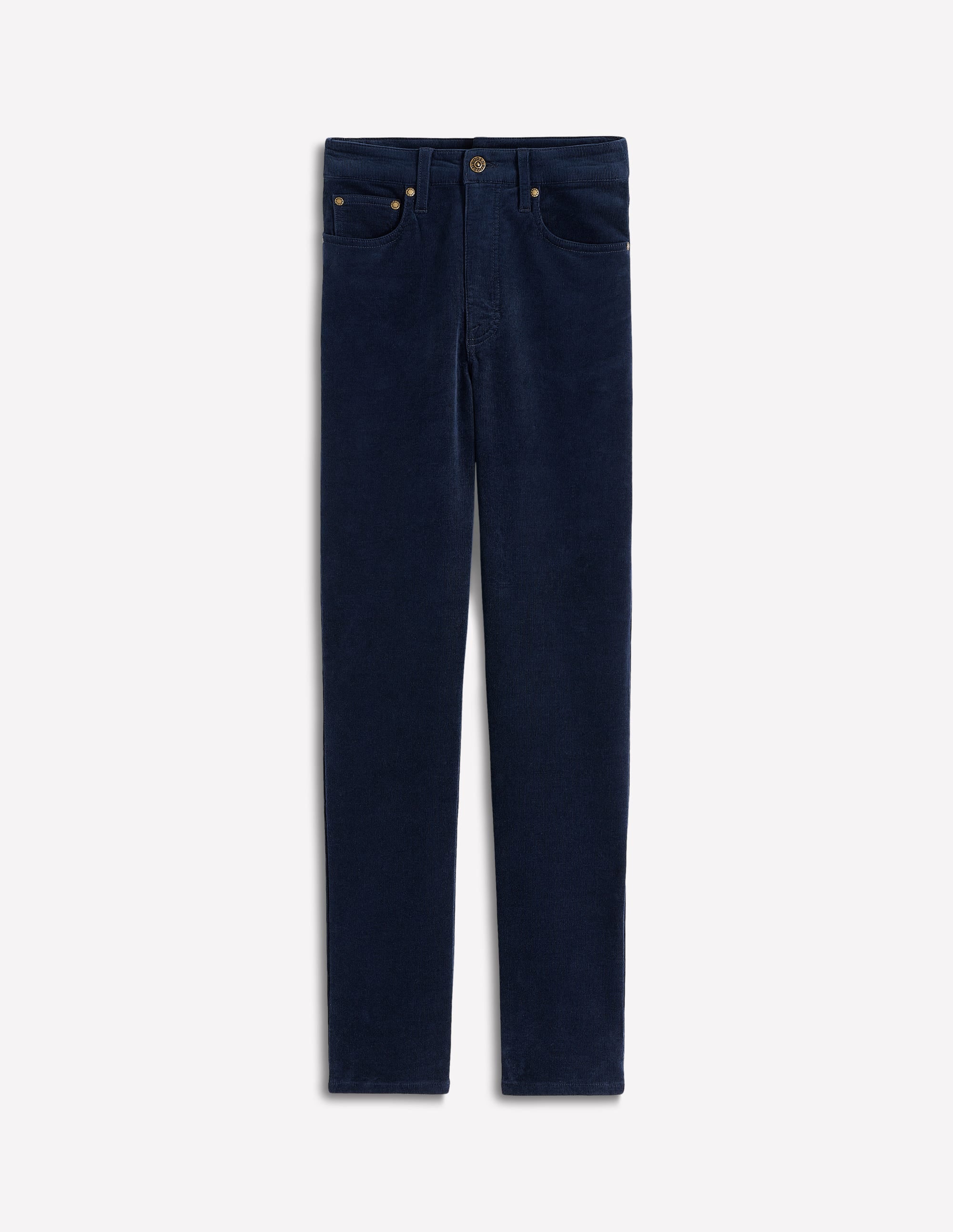 Schmal geschnittene Cord-Jeans mit hohem Bund-Marineblau - Image 6