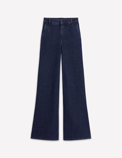 High Rise Clean Wide Jeans-Dark Vintage-6