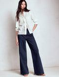 Weit geschnittene Jeans mit hohem Bund-Dunkles Vintageblau