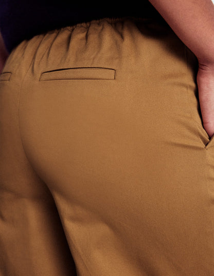 Verkürzte Hose zum Hineinschlüpfen-Haselnussbraun-2