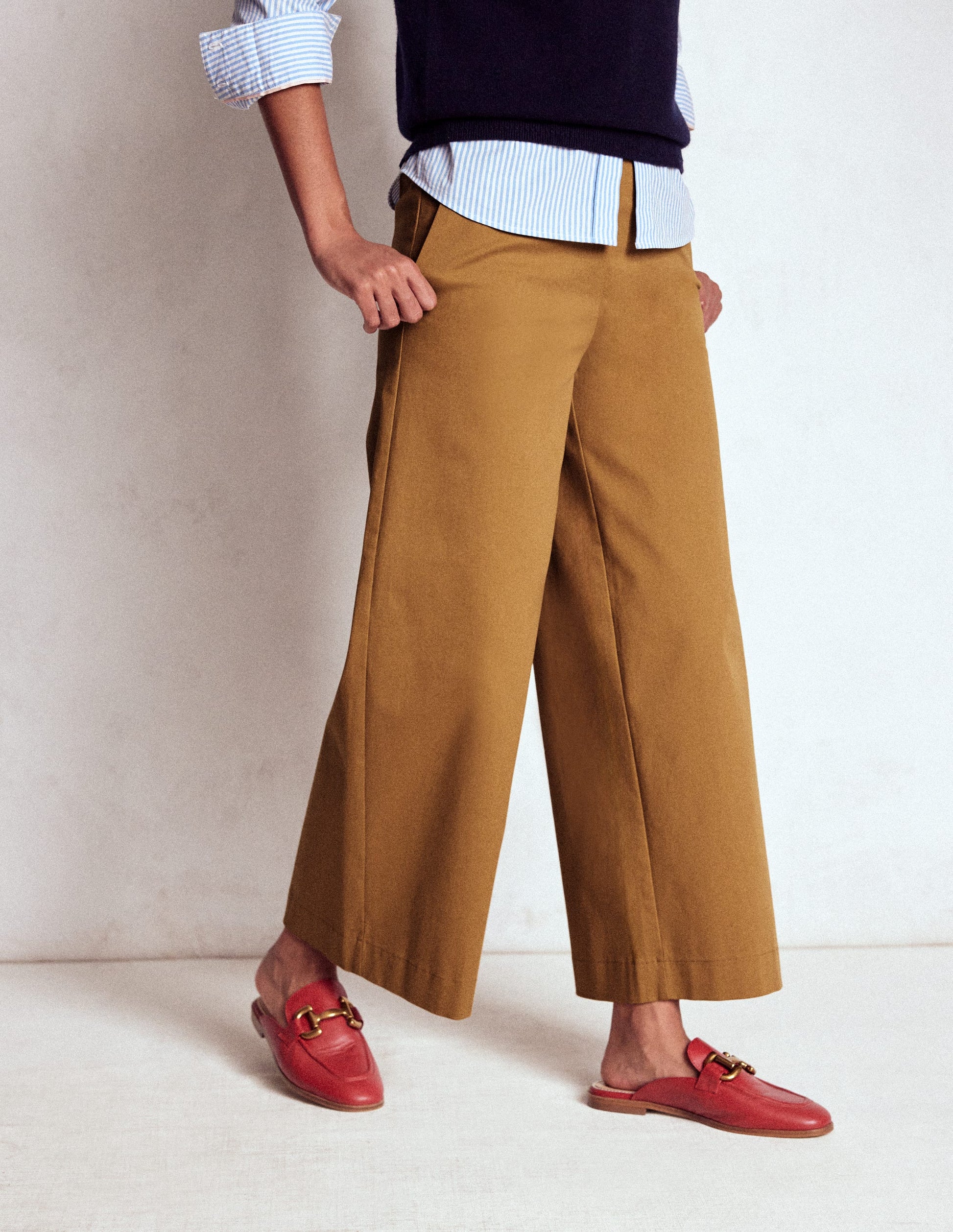 Verkürzte Hose zum Hineinschlüpfen-Haselnussbraun-4