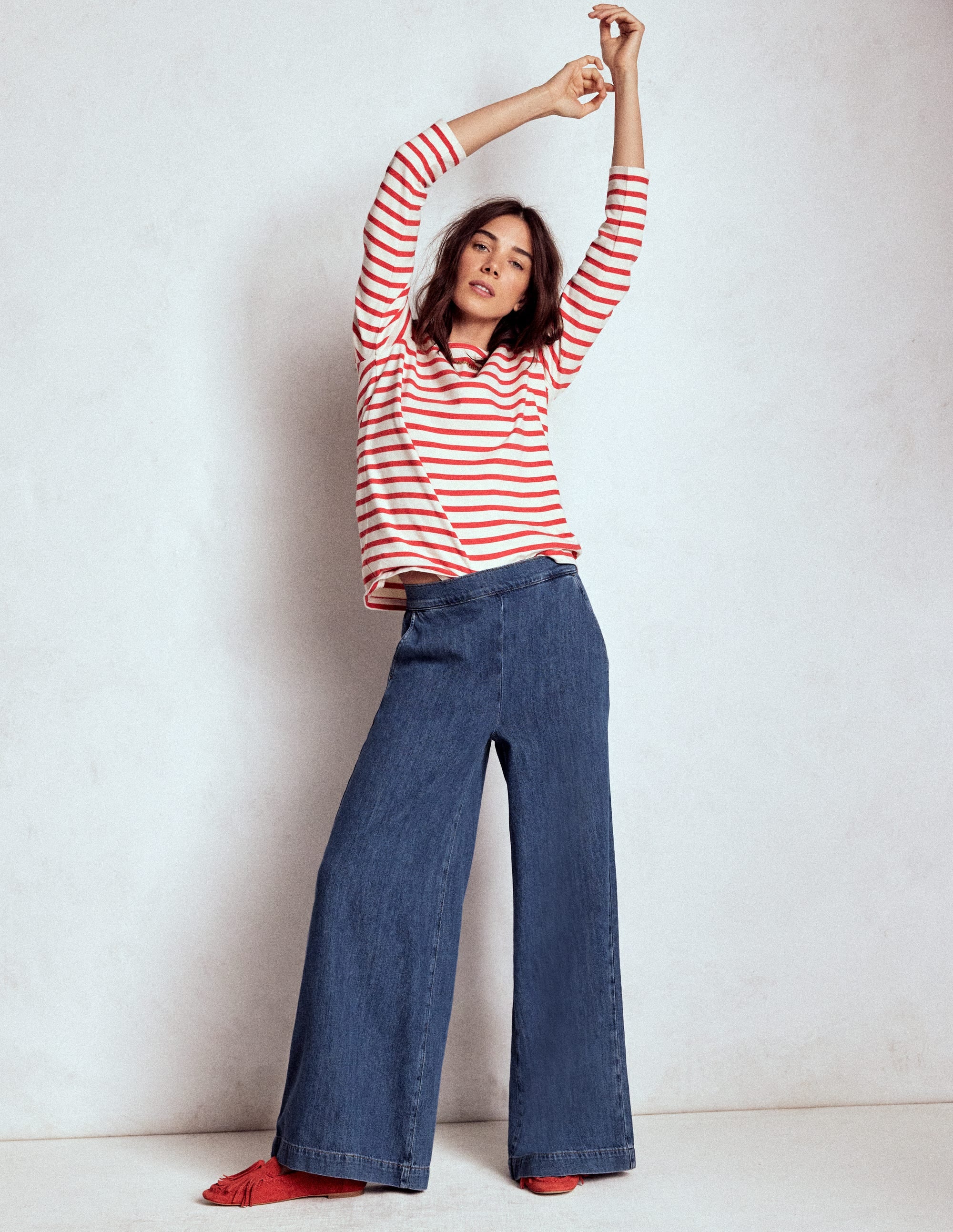 Pull-on Denim Trousers-MID WASH - Image 1