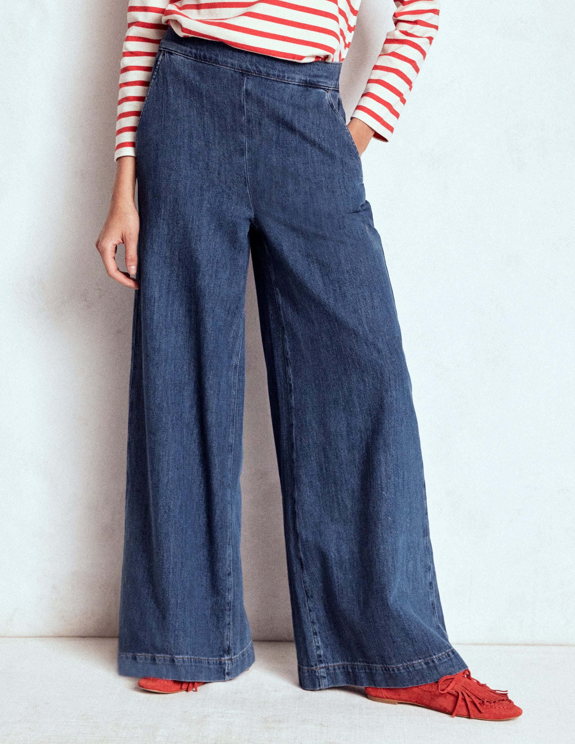 Pull-on Denim Trousers-MID WASH - Image 4