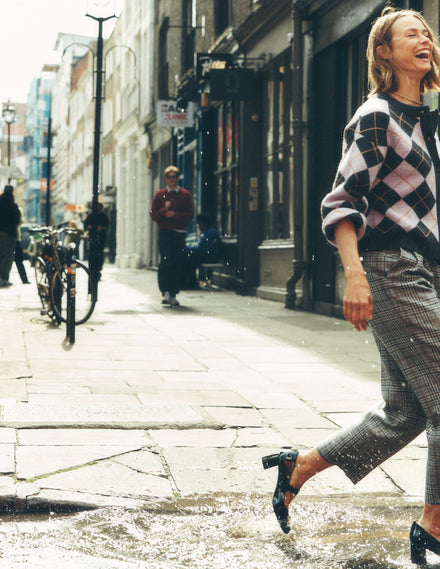 Bloomsbury Wollhose-Blau und Grau Glencheck