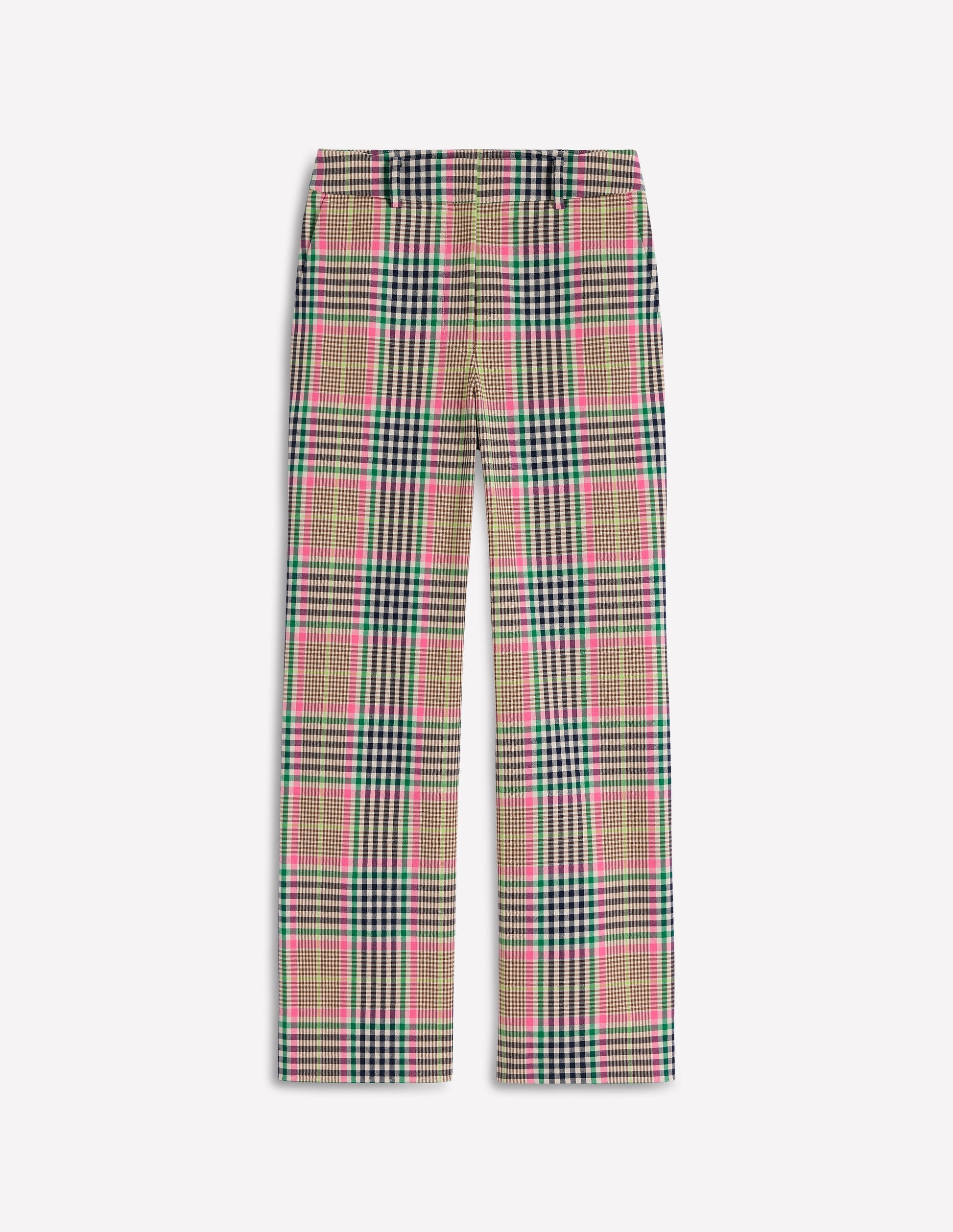 Canonbury Taillierte Hose-Braun, Zuckerwattenrosa und Marineblau Kariert-6