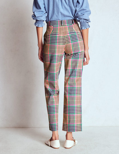 Canonbury Taillierte Hose-Braun, Zuckerwattenrosa und Marineblau Kariert-4