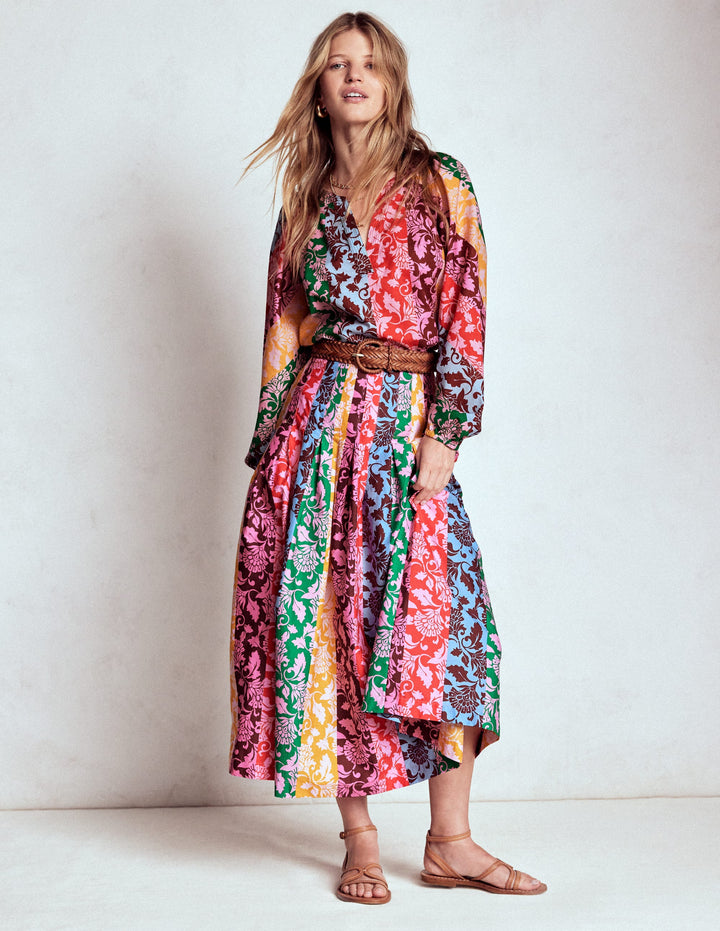 Valentina Popeline-Midirock-Blumenmuster, Rebenornament Kuddelmuddel