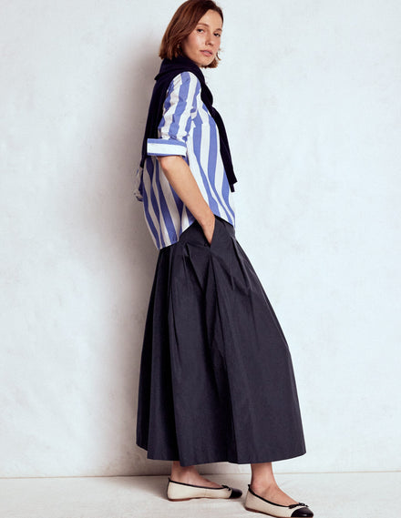 Jupe midi Valentina en taffetas-Bleu marine