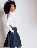 Plissierter Jeansrock-Indigo