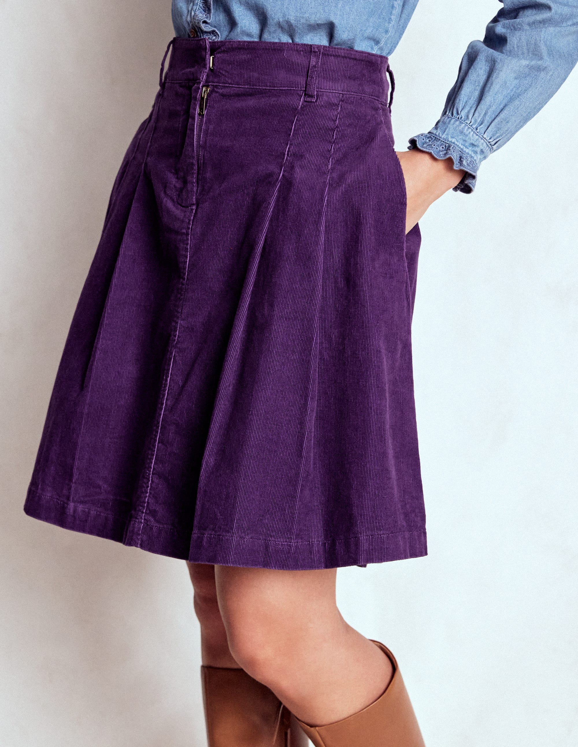 Plissierter Cordrock-Mystisches Violett - Image 4
