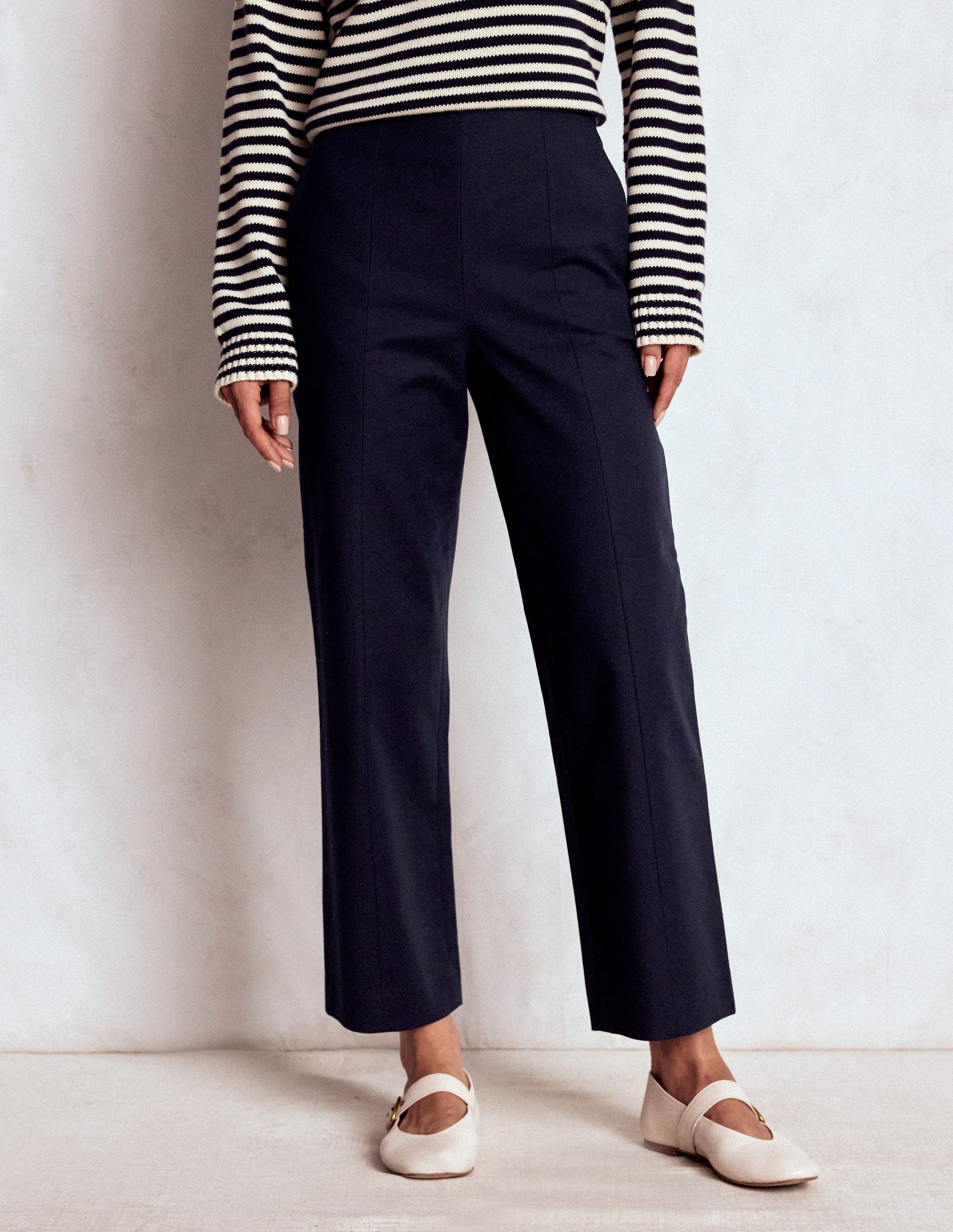 Elegante 7/8-Hose-Marineblau-4