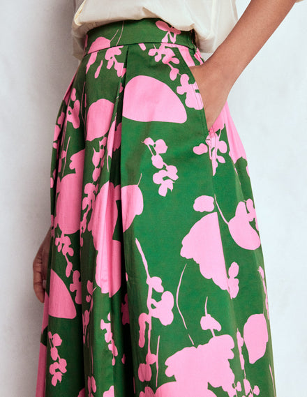 Jupe midi Verity en coton-Amazone, motif Dainty Sprigs