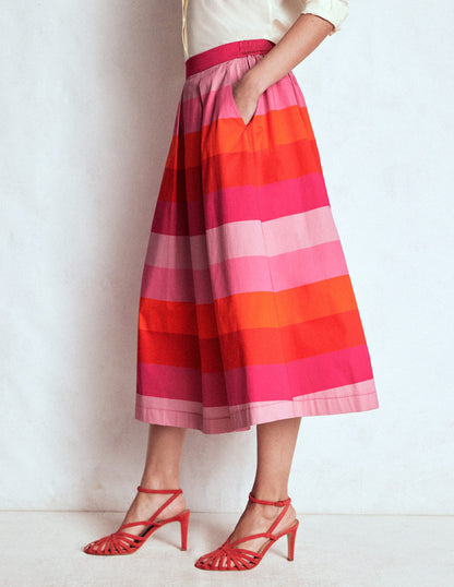 Verity Baumwoll-Midirock-Rosa Bunte Streifen-6