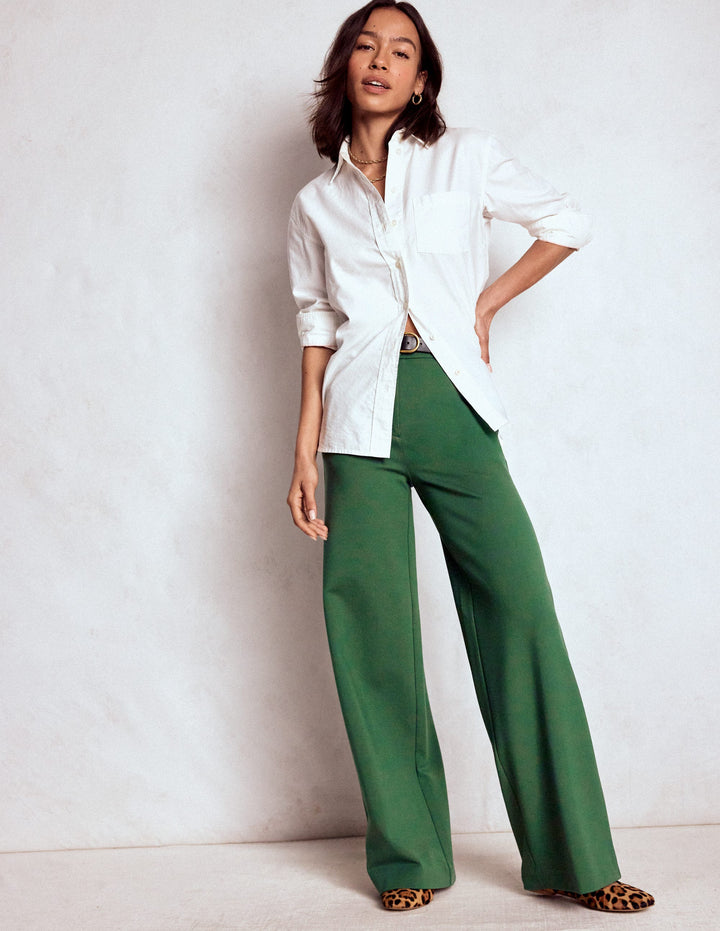 Pantalon Belgravia en point de Rome-Vert chasseur