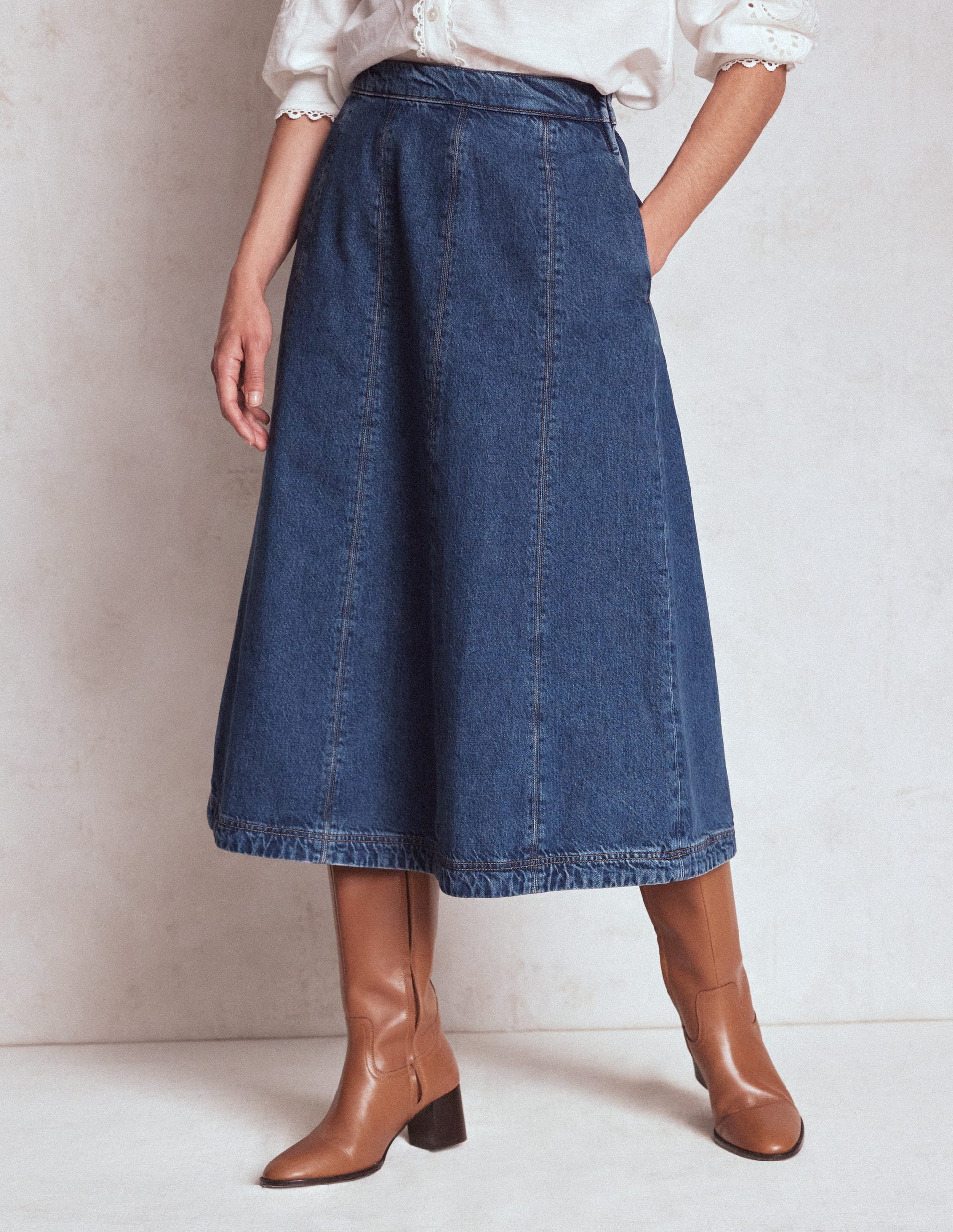 Joy Jeansrock mit Bahnendesign-MITTLERE WASCHUNG-4