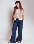 Pantalon en denim à cordon de serrage-DÉLAVAGE MOYEN