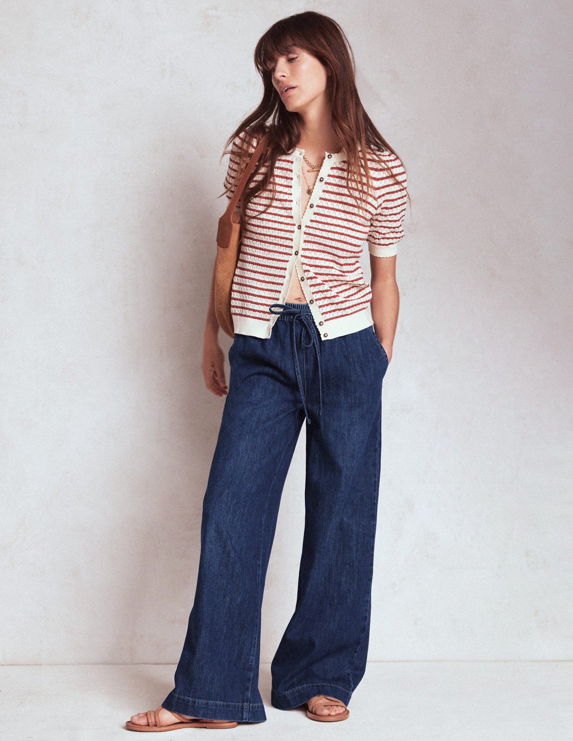Jeans mit Kordelzug-MITTLERE WASCHUNG-1