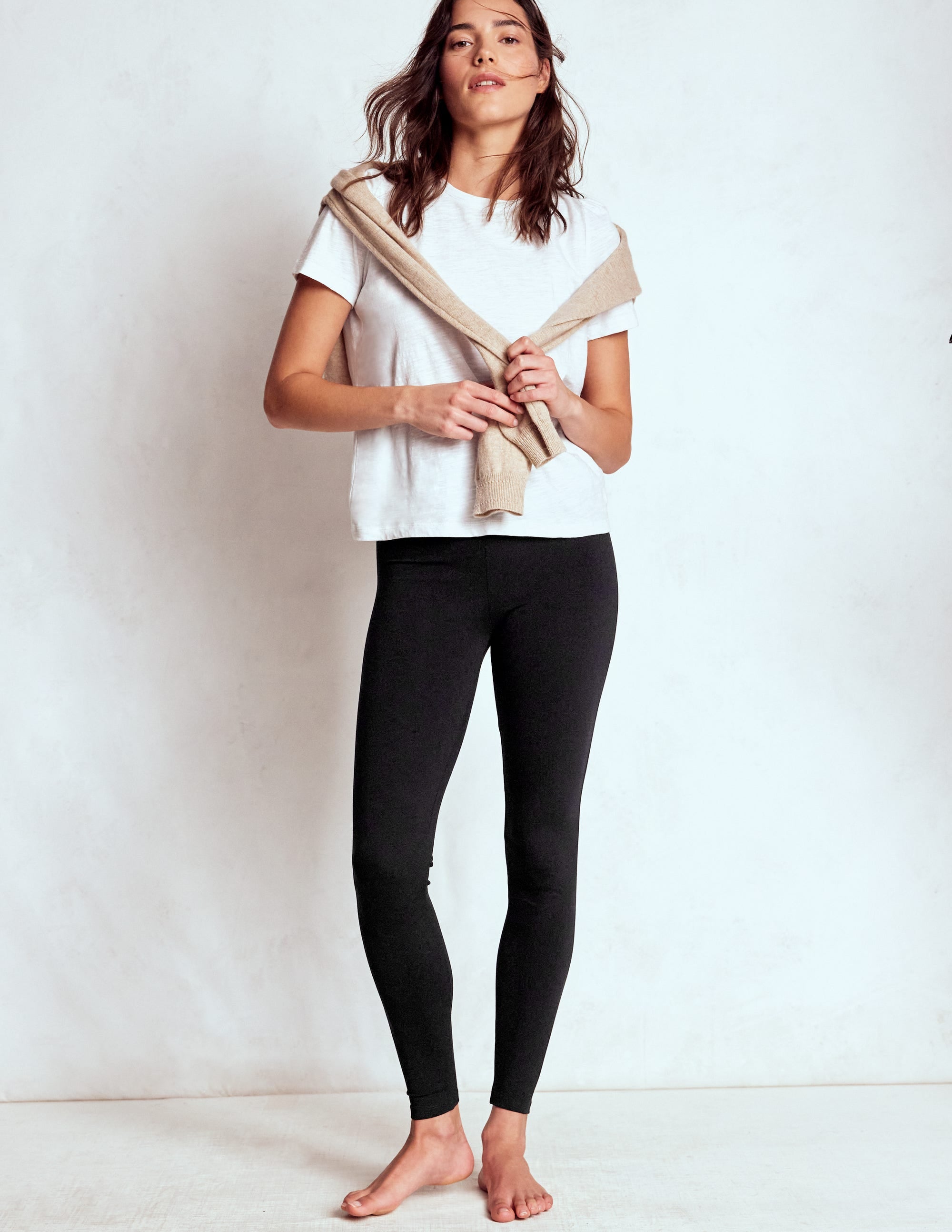 Legging taille haute en jersey-Noir - Image 1