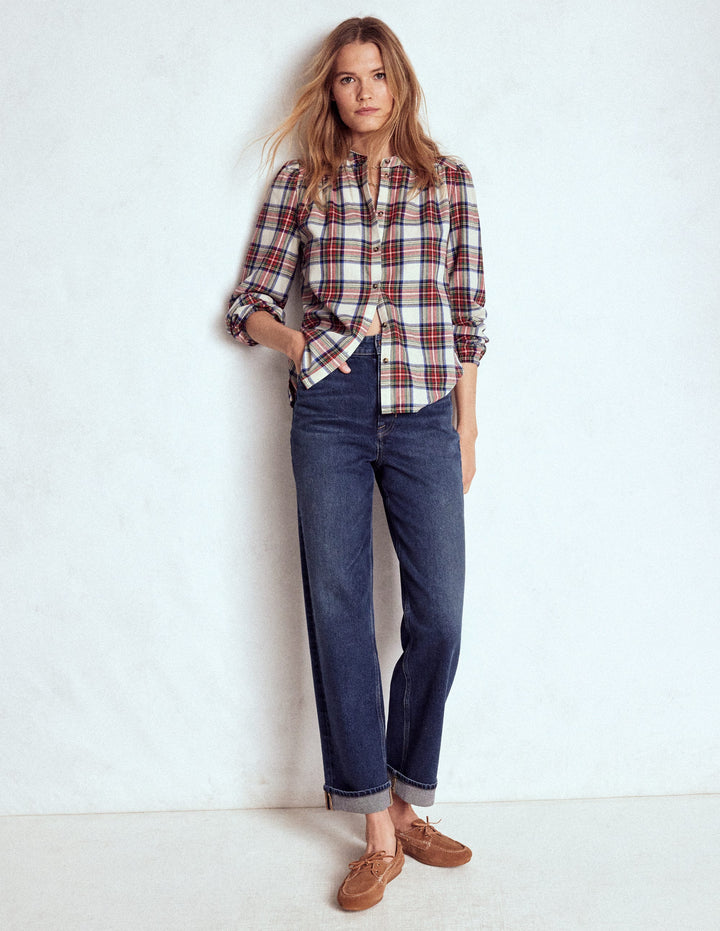 Jean droit taille à mi-haute-Brut Vintage