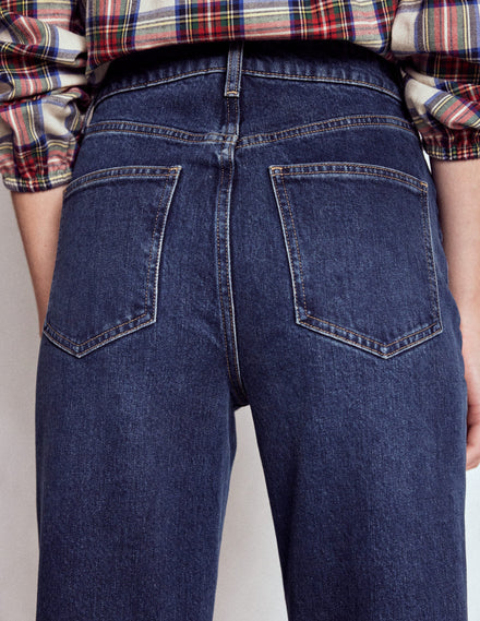 Bequeme, mittelhohe Stretch-Jeans-Dunkles Vintageblau