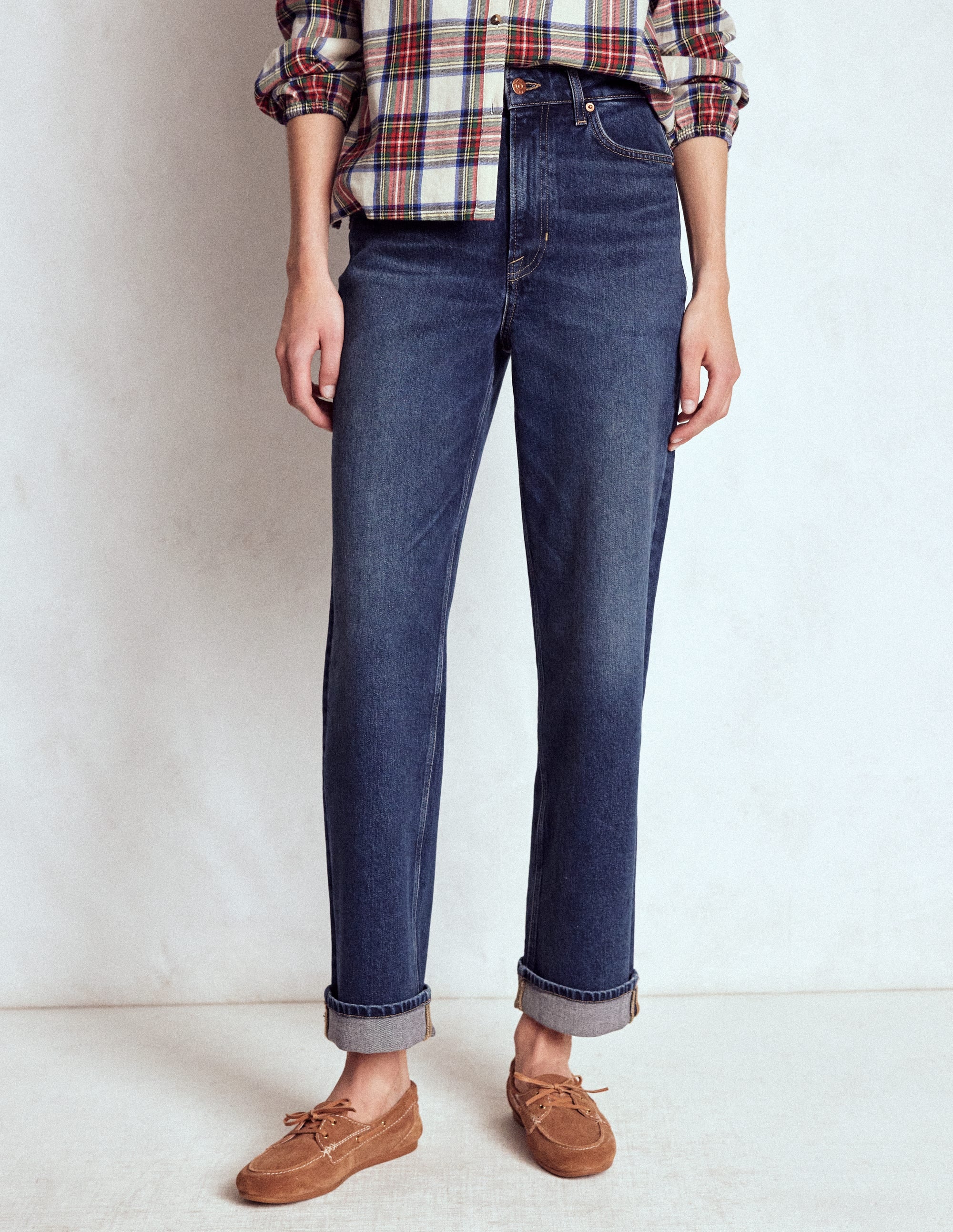 Jeans mit mittelhohem Bund und geradem Bein-Dunkles Vintageblau - Image 4
