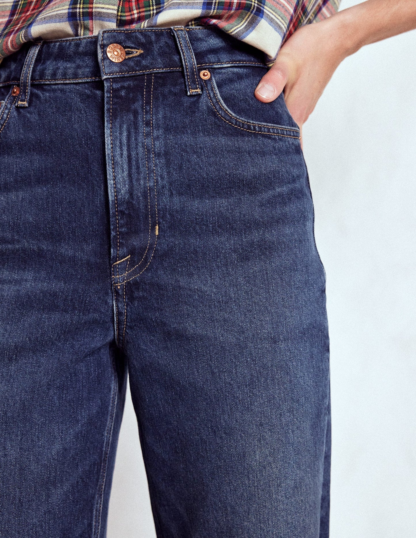Bequeme, mittelhohe Stretch-Jeans-Dunkles Vintageblau