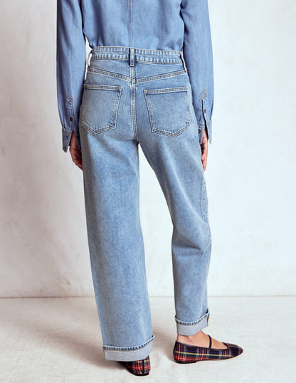 Bequeme, mittelhohe Stretch-Jeans-Ausgeblichene Optik-4