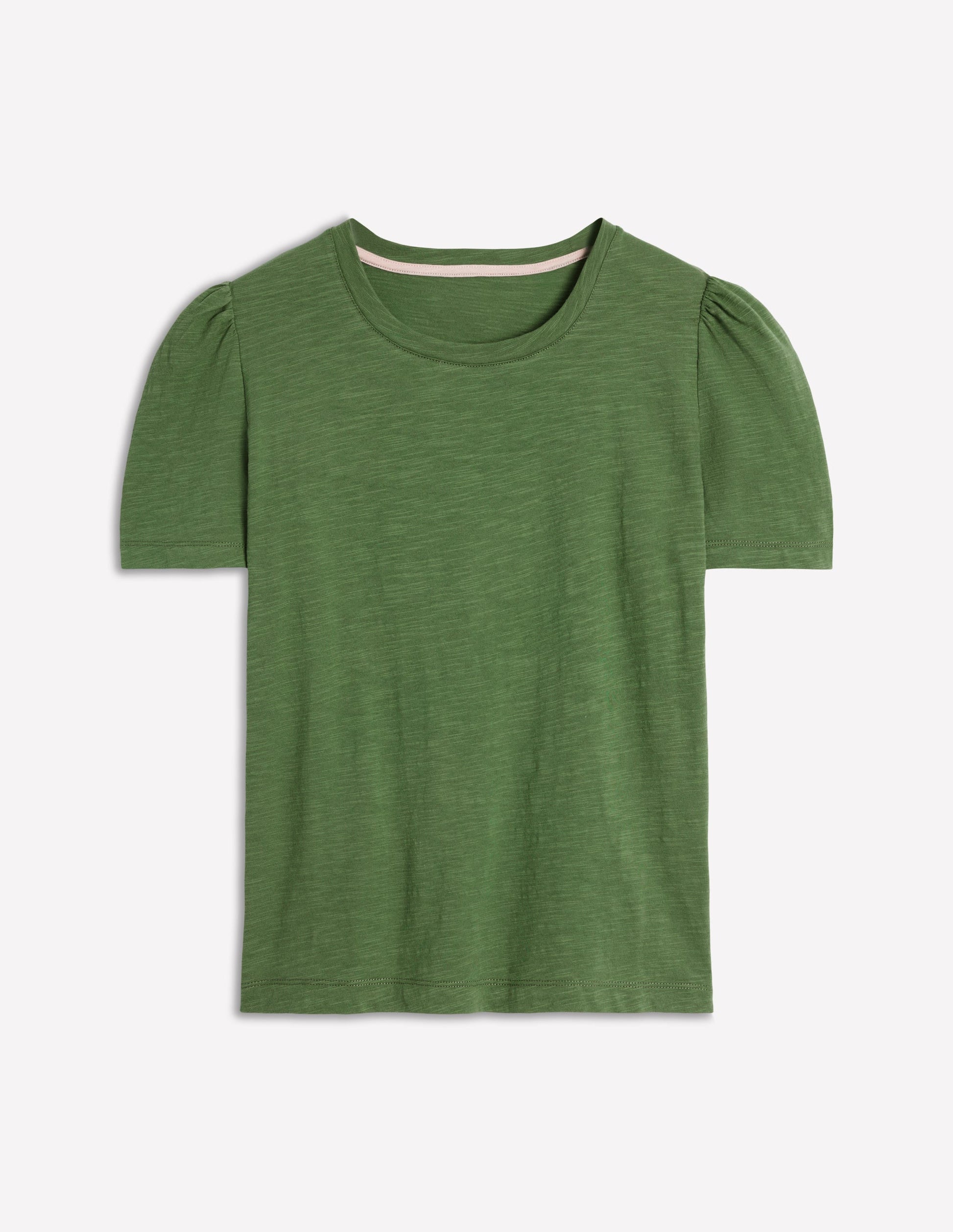 T-Shirt aus Baumwolle mit Puffärmeln-Dunkles Teichgrün-5