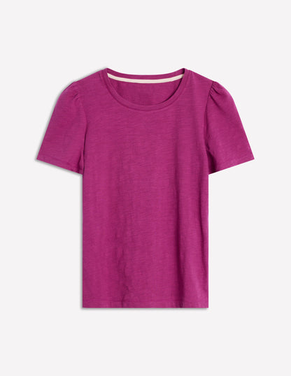 T-Shirt aus Baumwolle mit Puffärmeln-Sattes Magenta-5