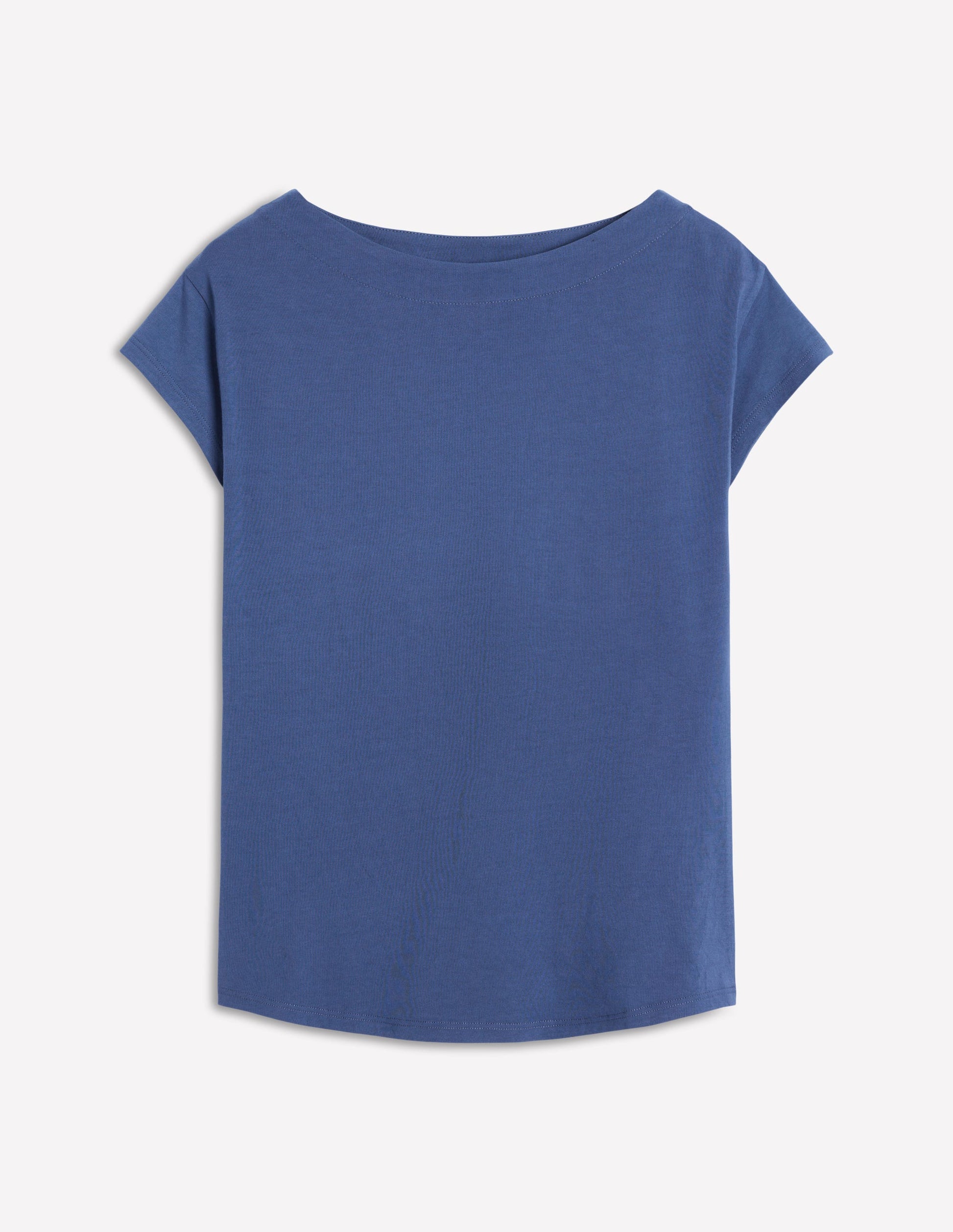 Superweiches T-Shirt mit U-Boot-Ausschnitt-Denim-Blau-5