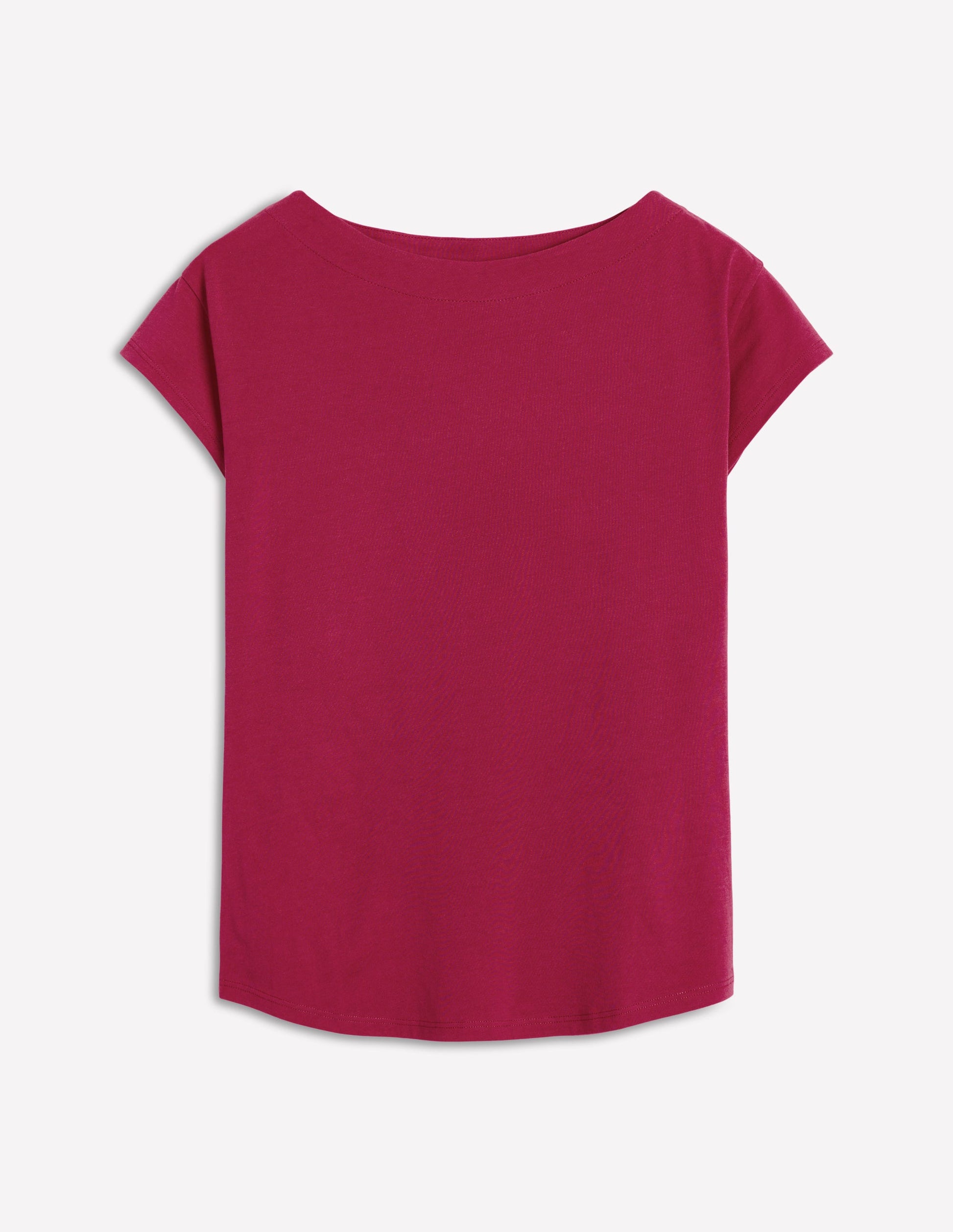 Superweiches T-Shirt mit U-Boot-Ausschnitt-Burgunderrot-5