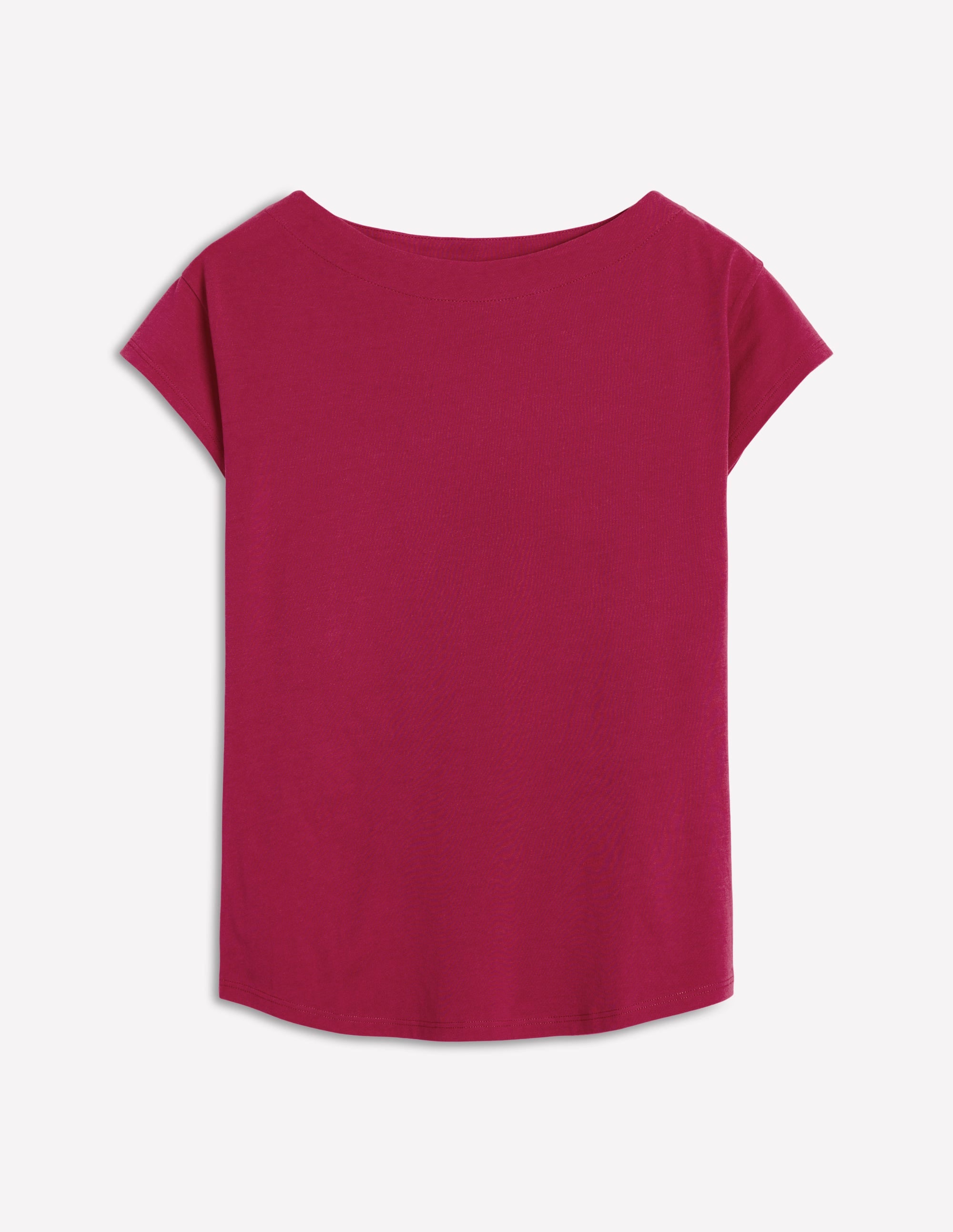 Superweiches T-Shirt mit U-Boot-Ausschnitt-Burgunderrot - Image 5