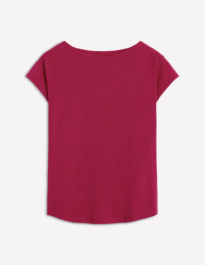 Superweiches T-Shirt mit U-Boot-Ausschnitt-Burgunderrot-5
