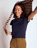 Superweiches T-Shirt mit U-Boot-Ausschnitt-Aqua Marine Marl