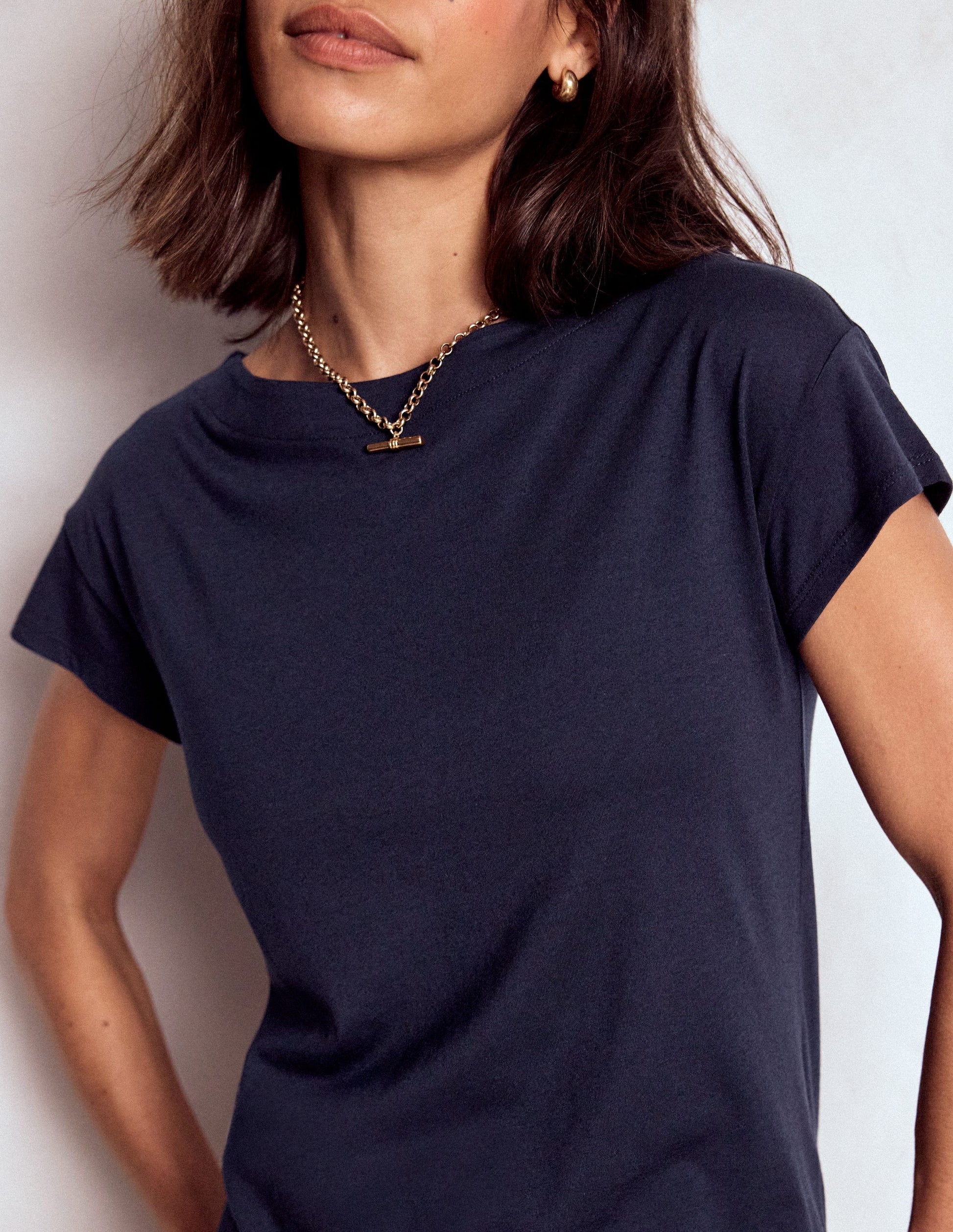 Superweiches T-Shirt mit U-Boot-Ausschnitt-Aqua Marine Marl-2