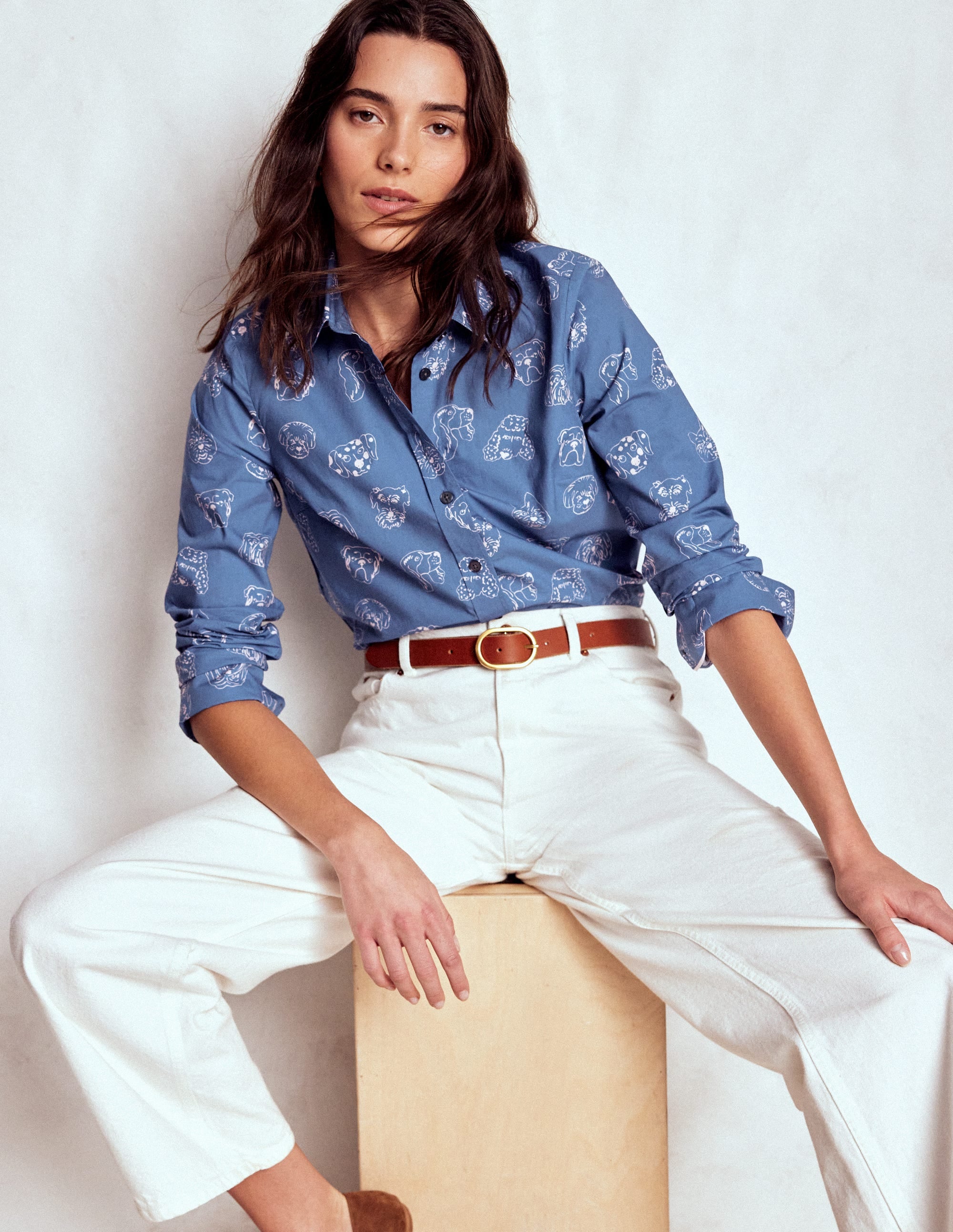 Sienna Baumwollhemd-Blau, Bunte Hunde - Image 4