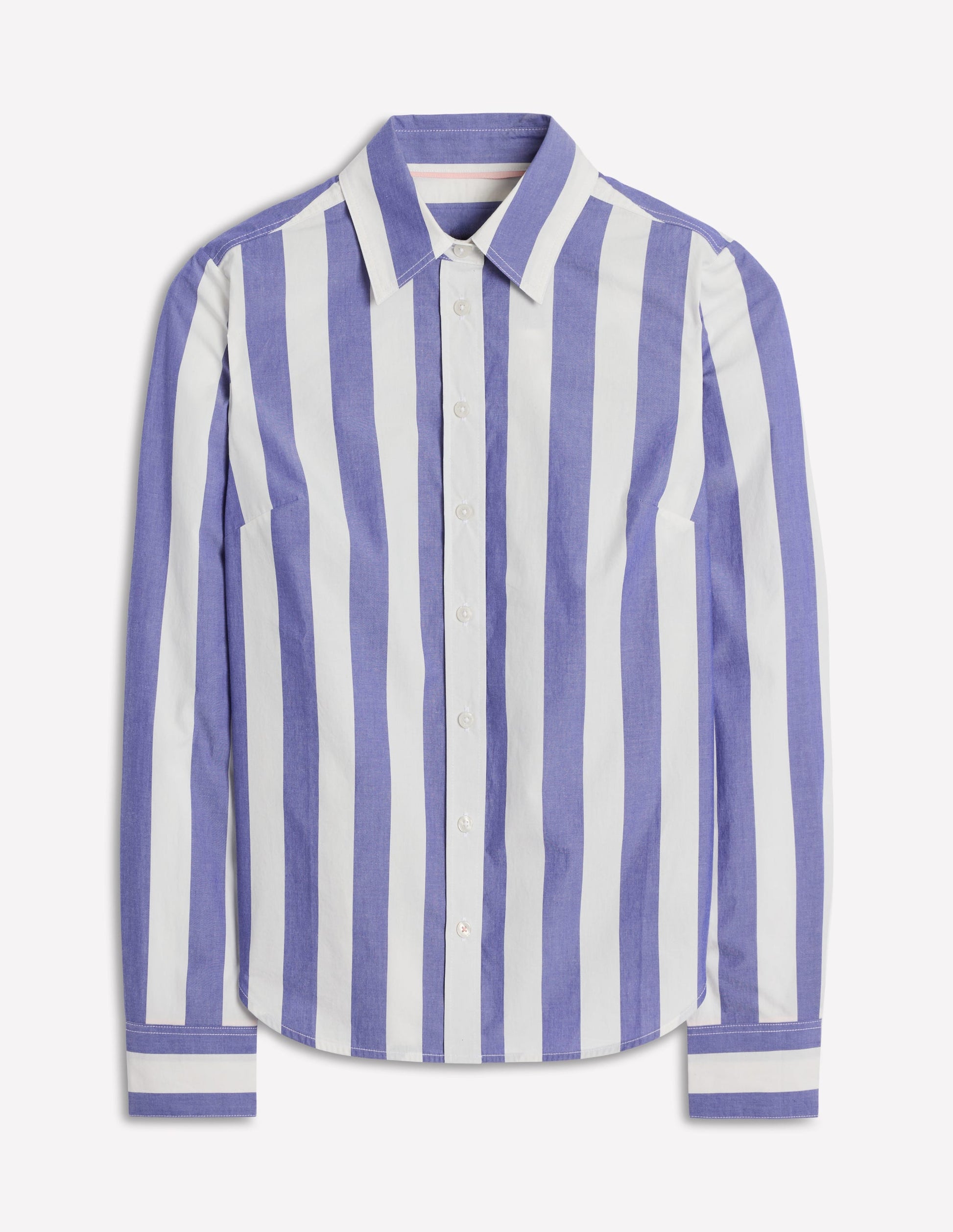 Sienna Baumwollhemd-Leuchtendes Blau und Naturweiß Streifen-5