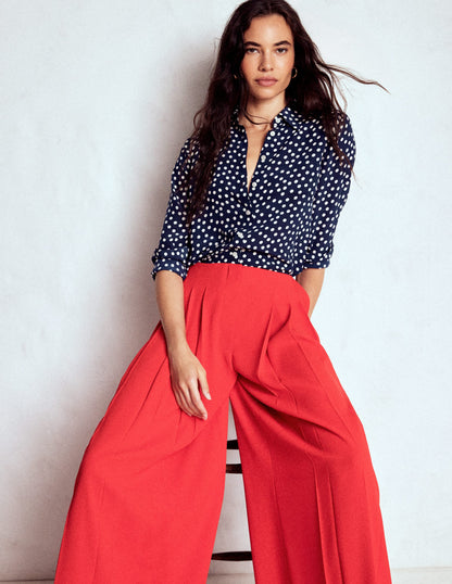 Sienna Seidenhemd-Französisches Marineblau, Gemalte Tupfen-5