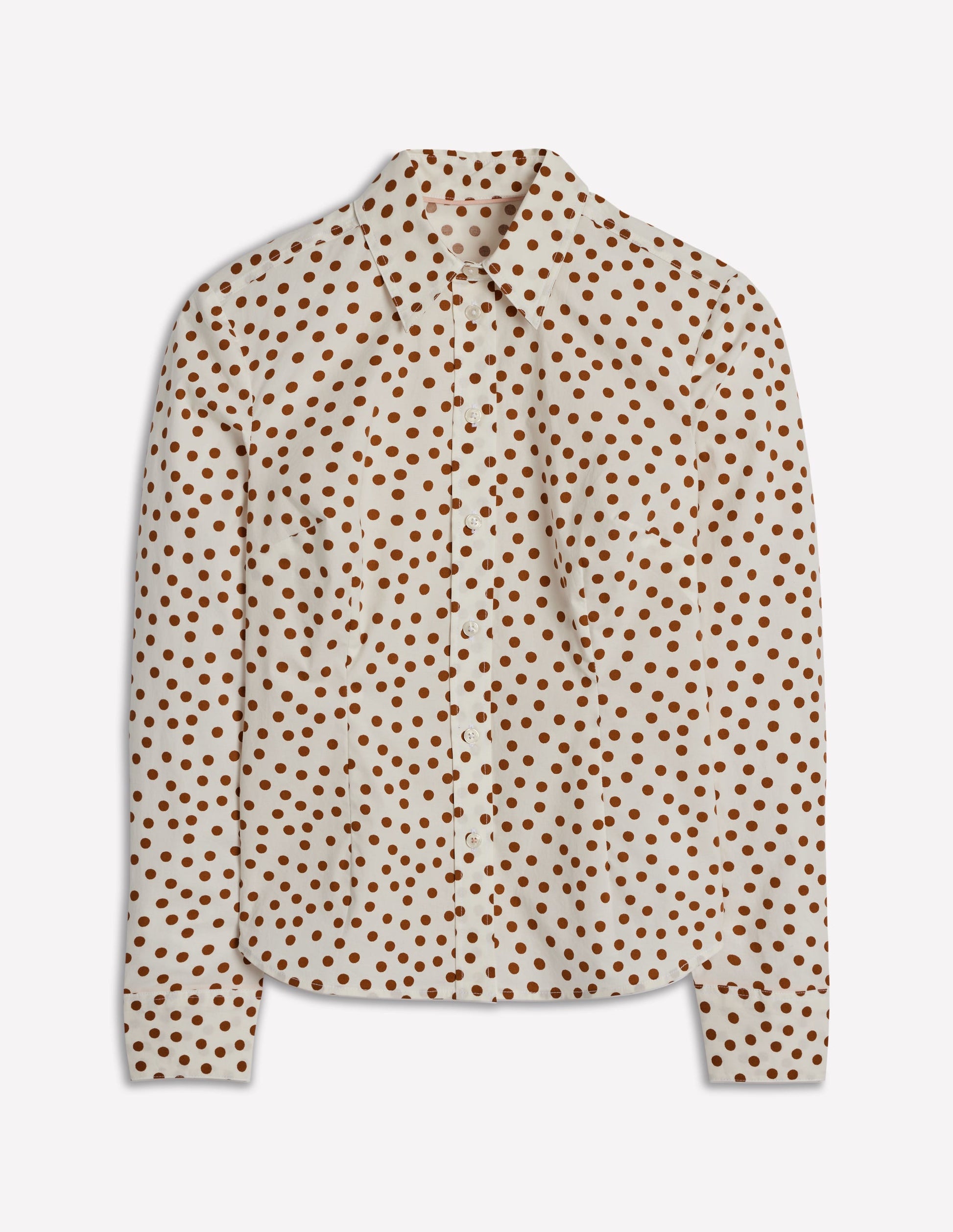 Saskia Stretch-Baumwollhemd-Cognac, Gemalte Tupfen-5
