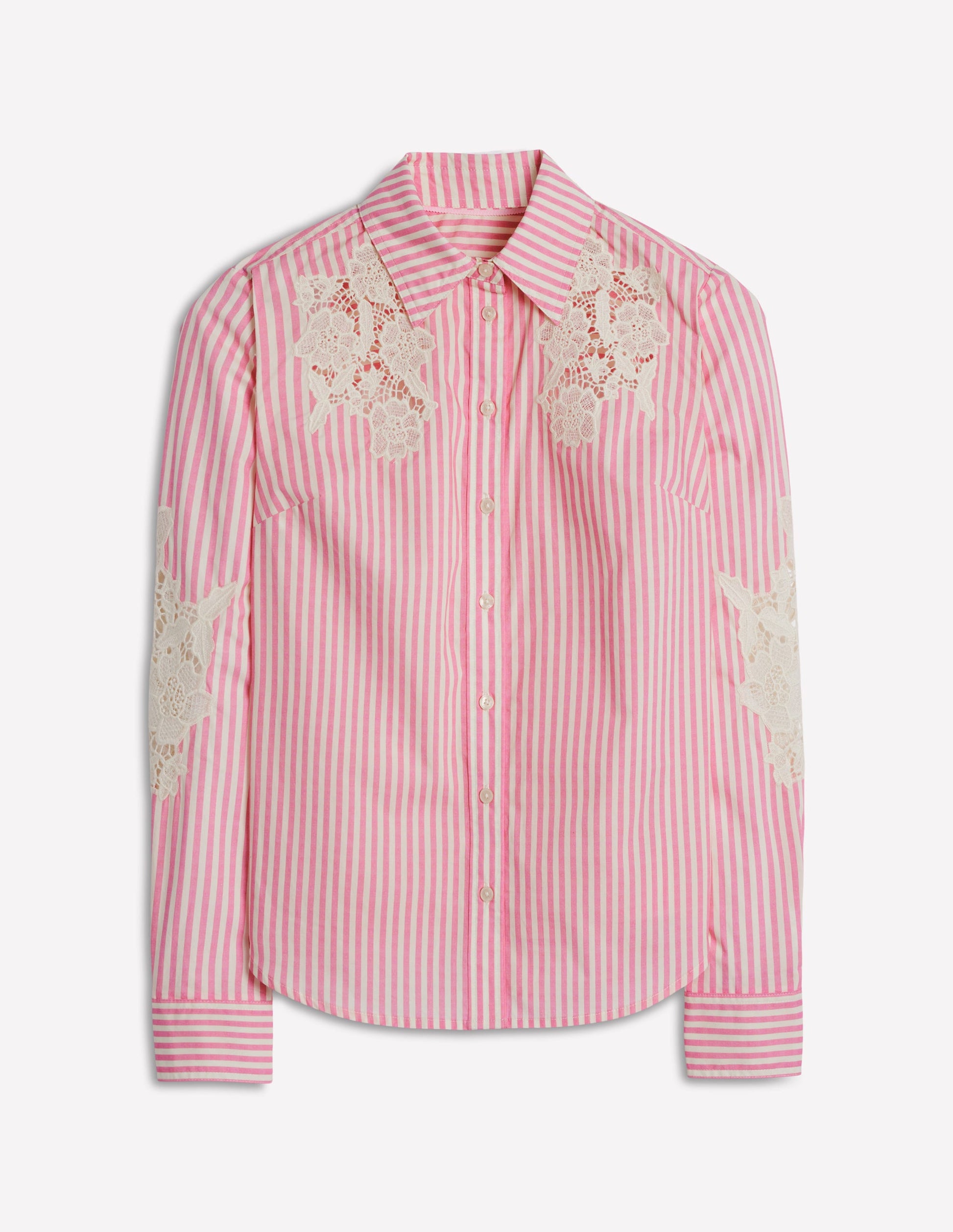 Sienna Baumwollhemd-Rosa und Naturweiß Cutwork-Streifen-5