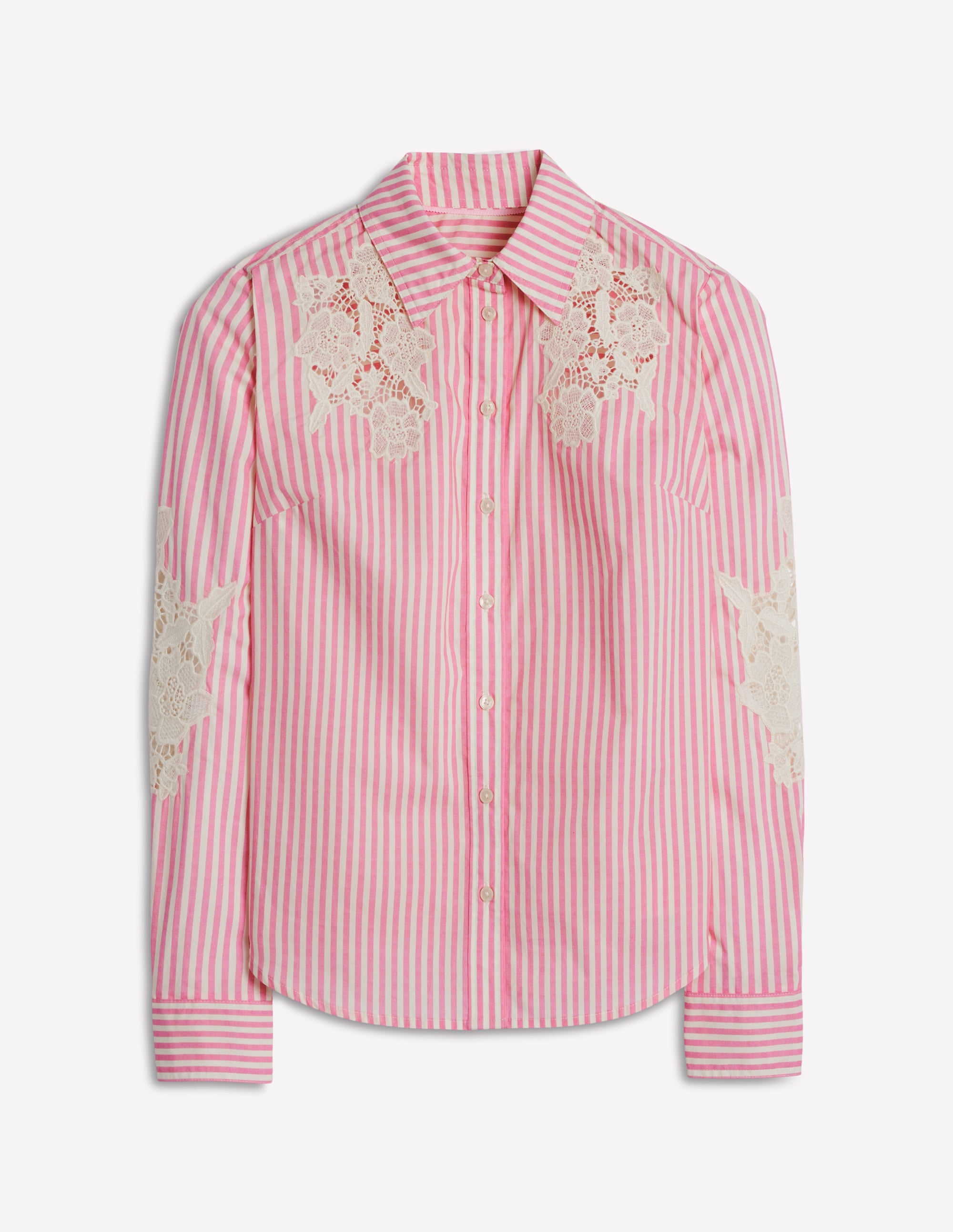 Sienna Baumwollhemd-Rosa und Naturweiß Cutwork-Streifen - Image 5