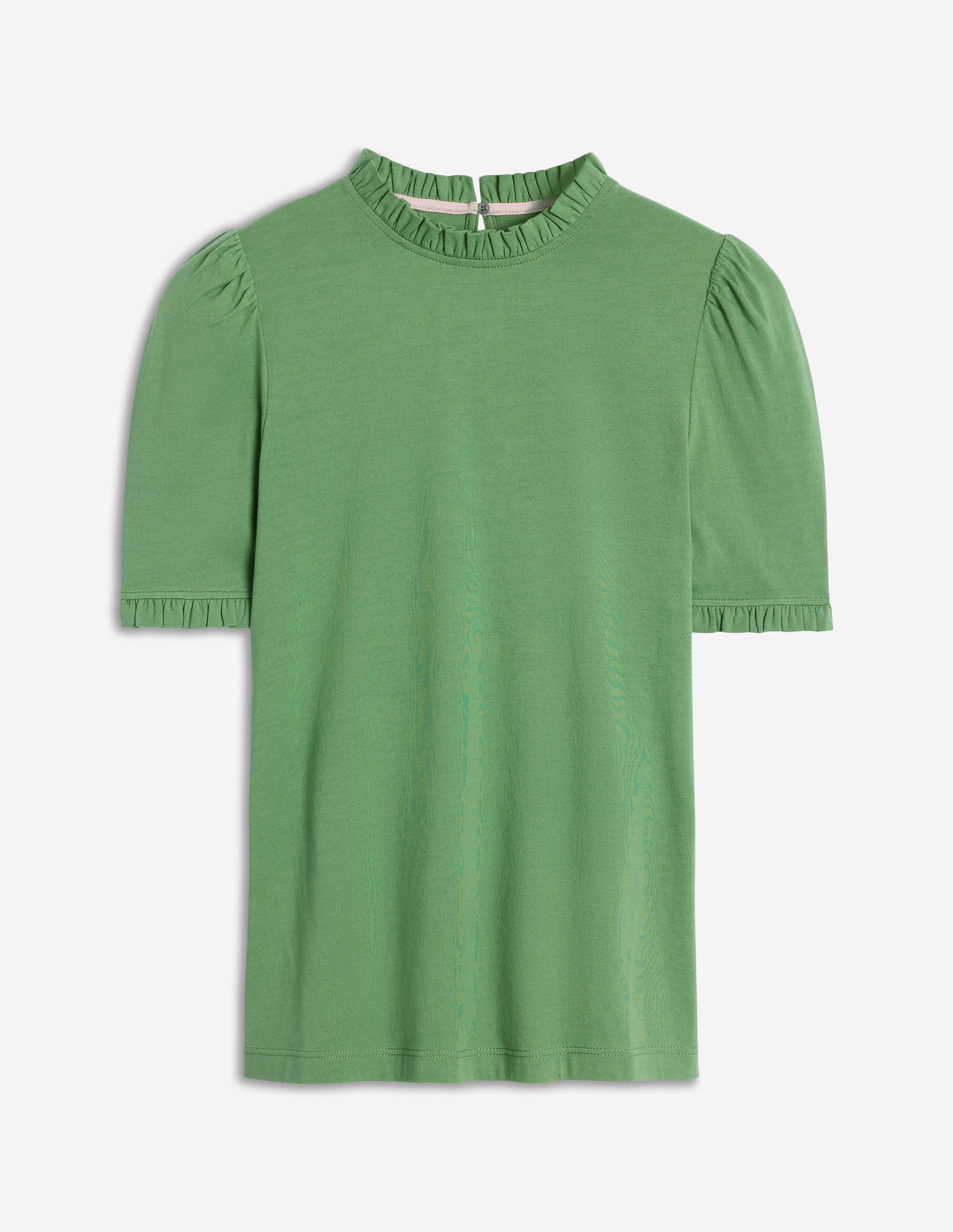 Superweiches T-Shirt mit Rüschendetail-Krötengrün - Image 6
