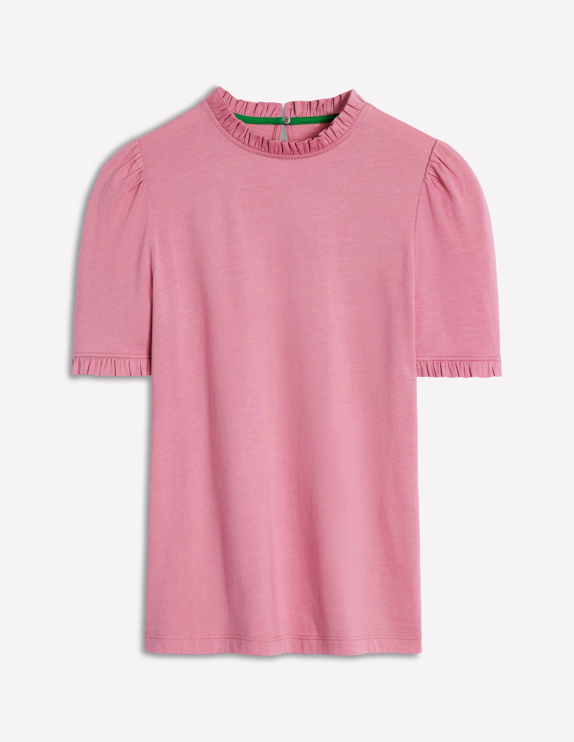 Superweiches T-Shirt mit Rüschendetail-Kirschblütenrosa-5