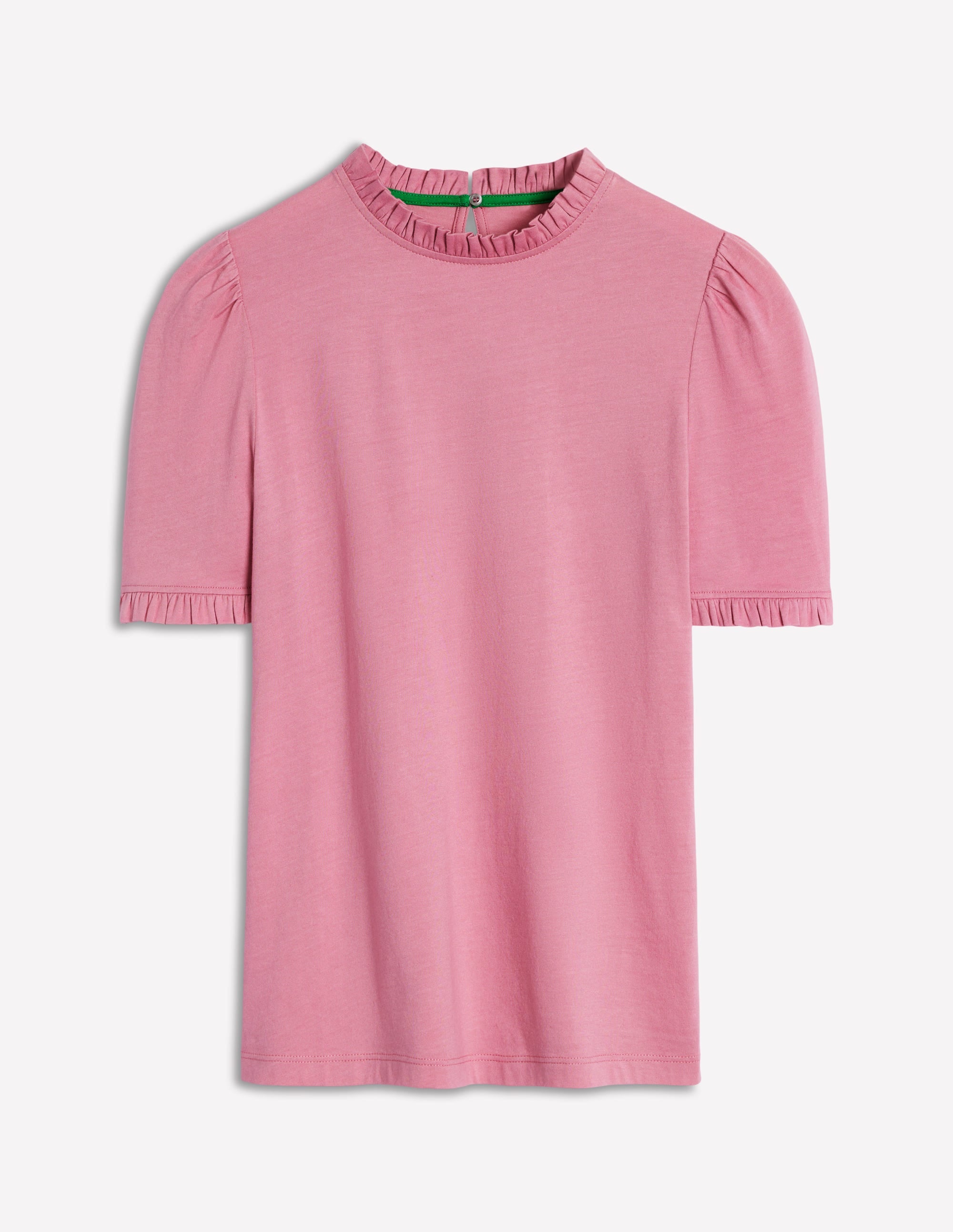 Superweiches T-Shirt mit Rüschendetail-Kirschblütenrosa - Image 5