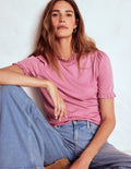 Superweiches T-Shirt mit Rüschendetail-Kirschblütenrosa