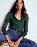 Supersoft Frill Henley Top-Green Pine